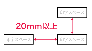 �󎚃X�y�[�X�̊Ԋu��20mm�ȏ㒍�ӃC���[�W